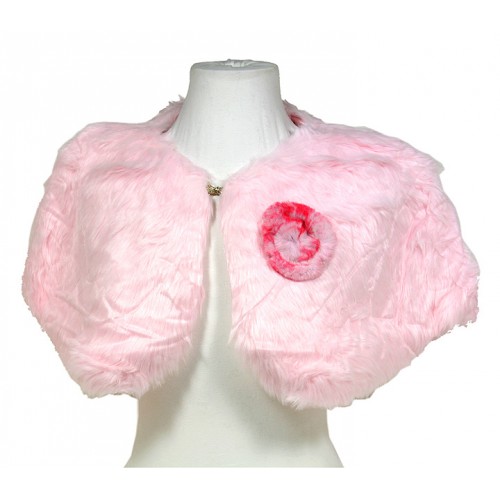 Scarf - Faux Fur W/Rabbit Fur Brooch - Light Pink - SF-BF001LPK