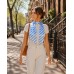 Blue Striped Silky Fashion Sash Scarf - Stripes Print - Sky Blue - SF-CFB201.04