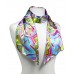 Luxe Abstract Print Silk-Feel Sash Scarf - Pink/Green/ Sky Blue - SF-CFB21201