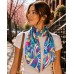 Luxe Abstract Print Silk-Feel Sash Scarf - Pucci Print - TQ/ Fuchsia/Purple - SF-CFB21202