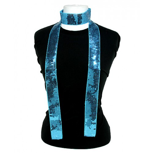 Scarf - Square Sequined Sash Belts - Blue - SF-SFS109103