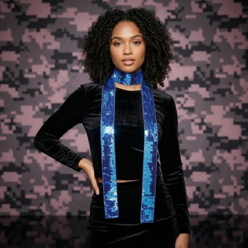 Scarf - Square Sequined Sash Belts - Blue - SF-SFS109103