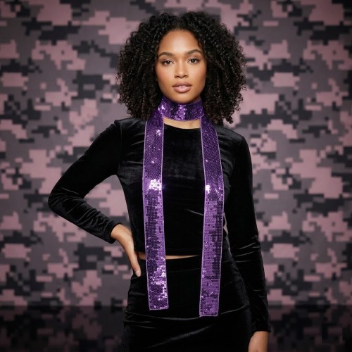 Scarf - Square Sequined Sash Belts- Lilac - SF-SFS109104