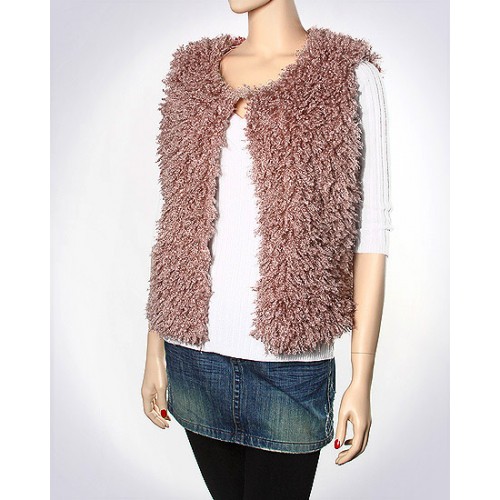 Scarf - Shawl / Wrap : Faux Lamb Fur Solid Color Vest - SF-LFSV3850INPN