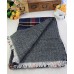 Shawl /Wrap -Plaid And Wish Bone Prints - Navy Color - SF-RUM07NV