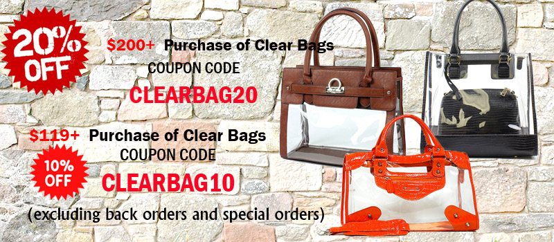 20% off Clear PVC Bags @FashionWholesaler.com